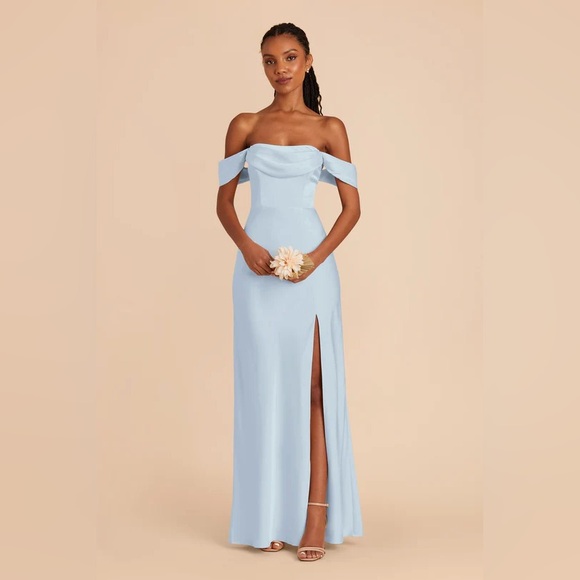 Birdy Grey Mia Convertible Dress in Mist Blue, Matte Satin - Picture 2 of 7